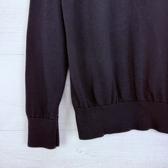 Pact Classic Polo Sweater Women Large Black Organic Cotton Preppy Minimalist - Picture 5 of 16